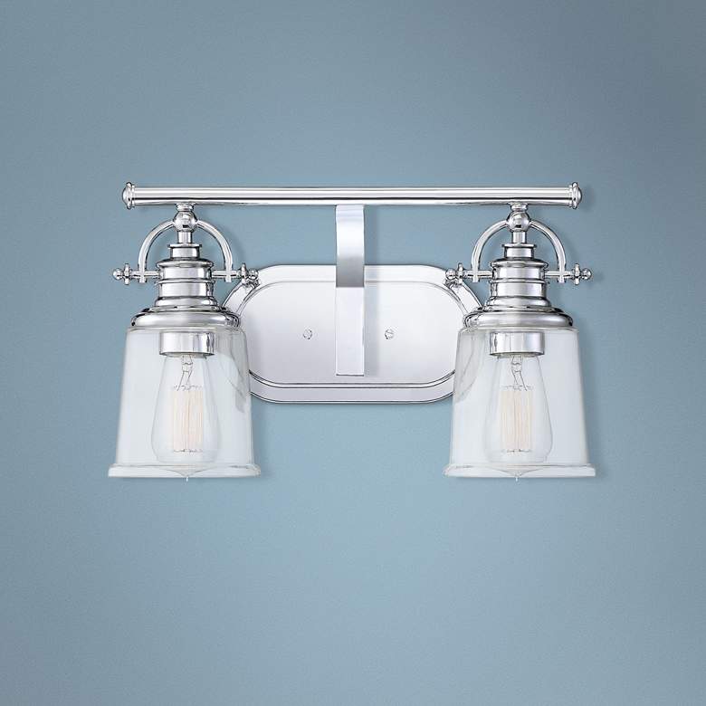 Image 1 Quoizel Grant 9 1/2"W Polished Chrome 2-Light Wall Sconce