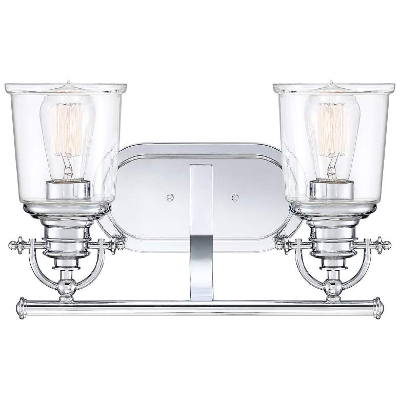Image 3 Quoizel Grant 9 1/2 inchW Polished Chrome 2-Light Wall Sconce more views