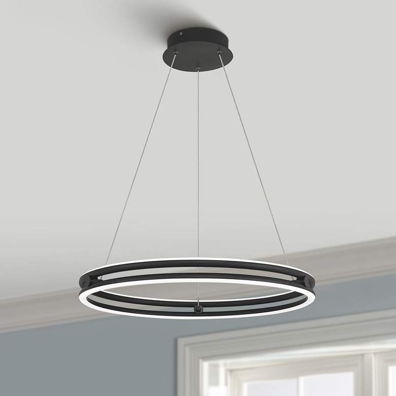 Image 1 Quoizel Graves 24 inch Wide Matte Black LED Pendant Light