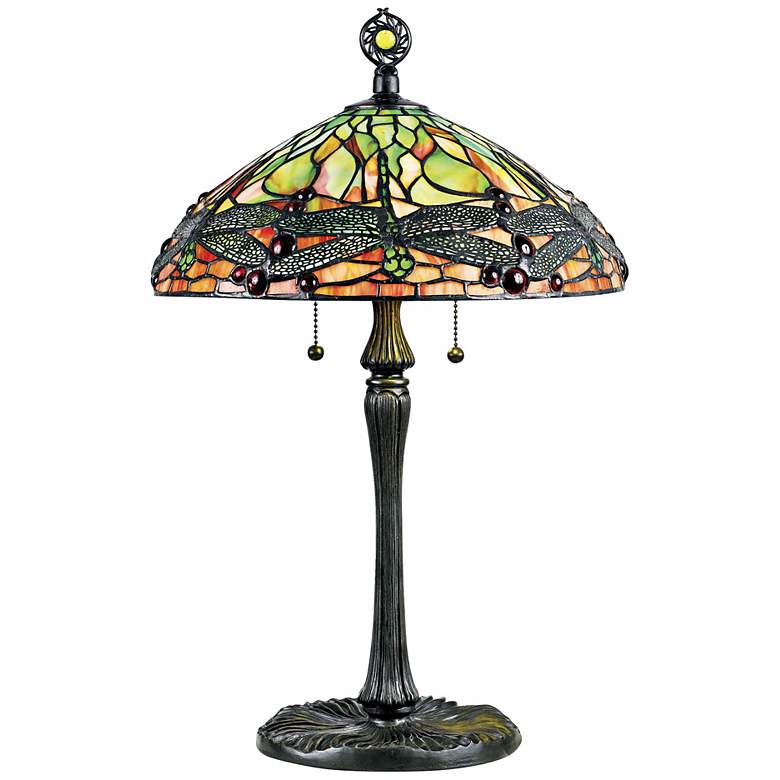 Image 1 Quoizel Green Dragonfly Tiffany Style Table Lamp