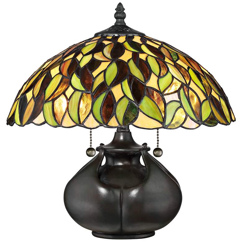 Image 2 Quoizel Greenwood 14 1/2" High Valiant Bronze Tiffany Style Table Lamp