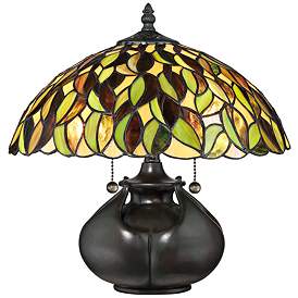 Image2 of Quoizel Greenwood 14 1/2" High Valiant Bronze Tiffany Style Table Lamp