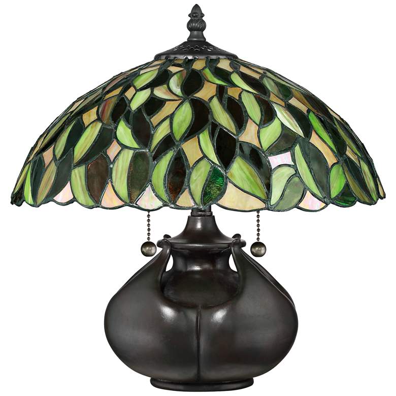 Image 4 Quoizel Greenwood 14 1/2 inch High Valiant Bronze Tiffany Style Table Lamp more views