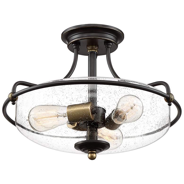 Image 2 Quoizel Griffin 17" Wide Palladian Bronze 3-Light Ceiling Light more views