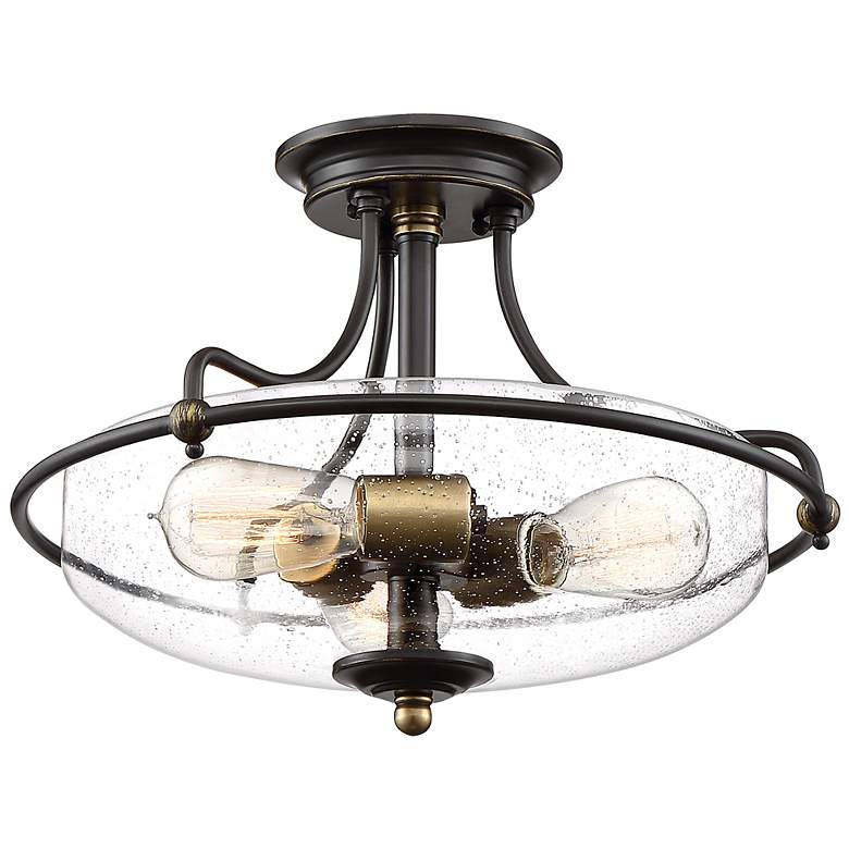 Image 3 Quoizel Griffin 17" Wide Palladian Bronze 3-Light Ceiling Light more views