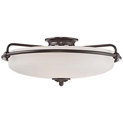 Quoizel Griffin 21&quot; Bronze and White Glass Floating Ceiling Light