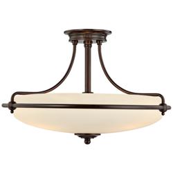 Quoizel Griffin 21&quot; Palladian Bronze and Opal Glass Ceiling Light