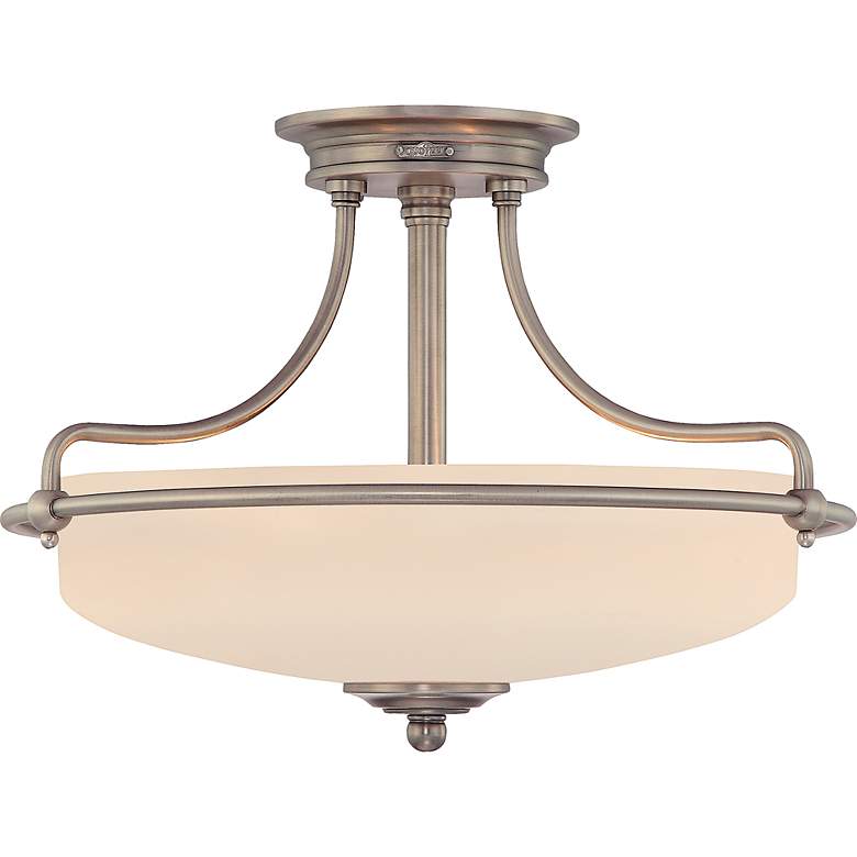 Image 2 Quoizel Griffin Collection 17" Antique Nickel Opal Glass Ceiling Light