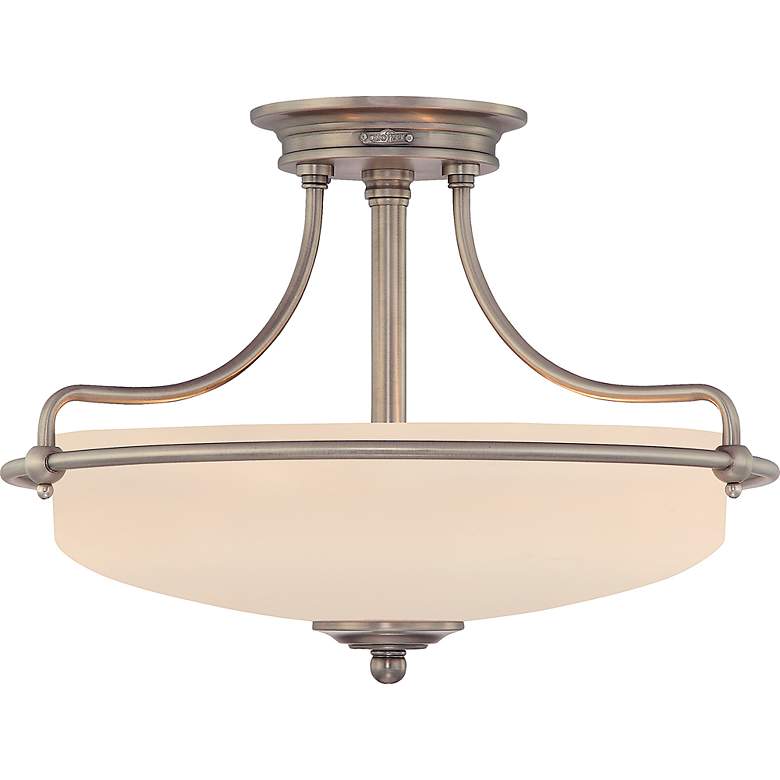 Image 3 Quoizel Griffin Collection 17" Antique Nickel Opal Glass Ceiling Light more views
