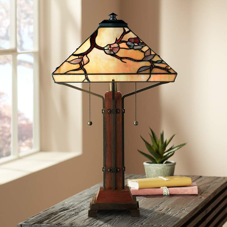 Image 2 Quoizel Grove Park 23 1/2 inch High Art Glass Tiffany-Style Table Lamp