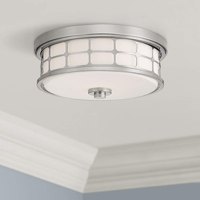Image 1 Quoizel Guardian 13 1/2 inch Wide Brushed Nickel Ceiling Light