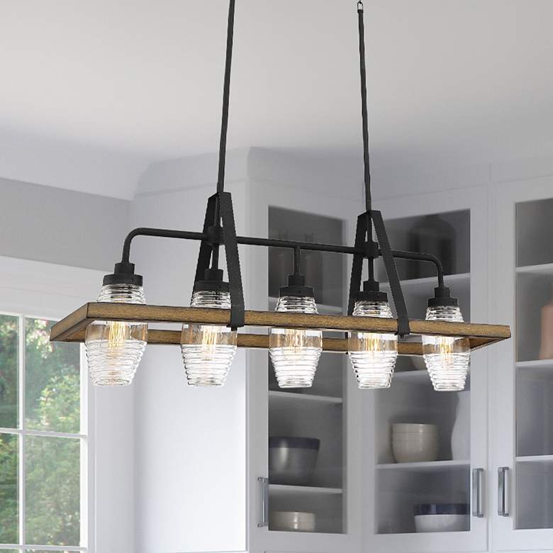 Image 1 Quoizel Guilford 39 1/2" Wide Gray Ash 5-Light Island Pendant