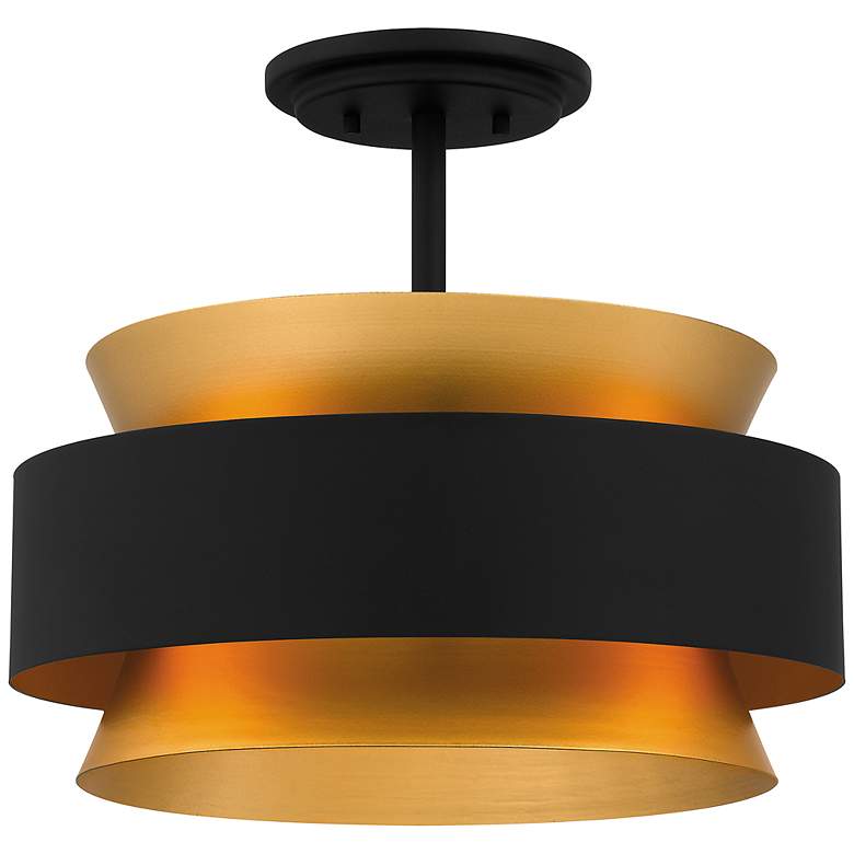 Image 2 Quoizel Hagley 15" Wide Brass and Earth Black Modern Ceiling Light