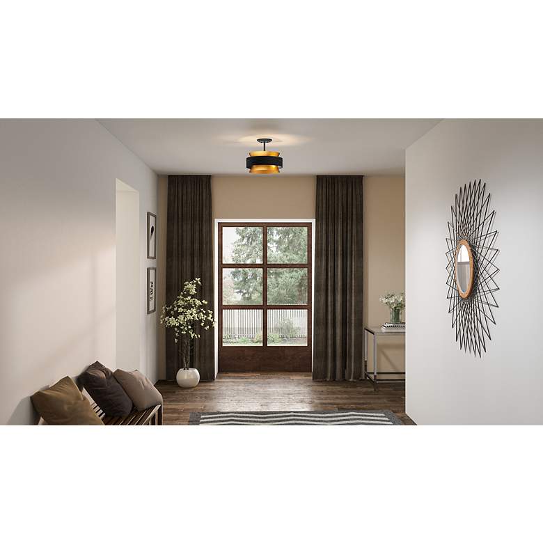 Image 3 Quoizel Hagley 15" Wide Brass and Earth Black Modern Ceiling Light more views