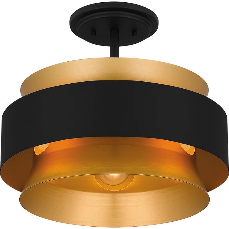 Image 4 Quoizel Hagley 15" Wide Brass and Earth Black Modern Ceiling Light more views