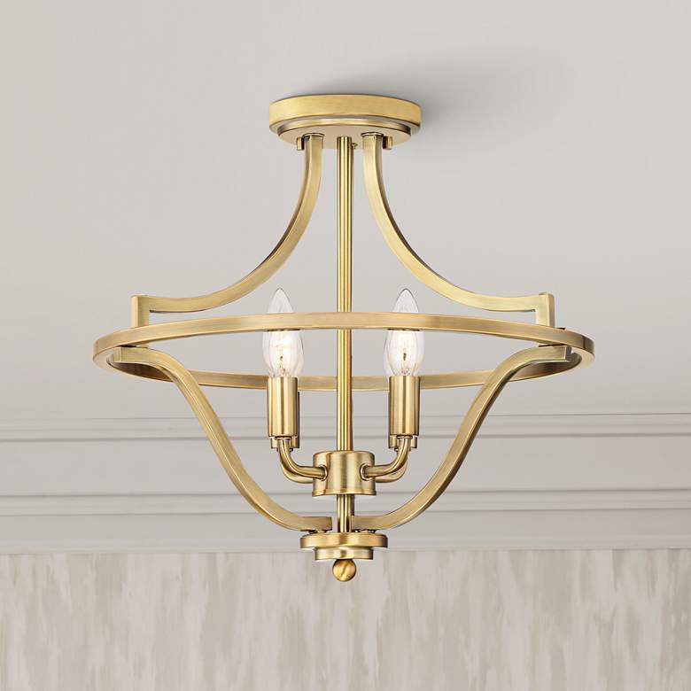 Image 1 Quoizel Harvel 16" Wide Weathered Brass 4-Light Ceiling Light