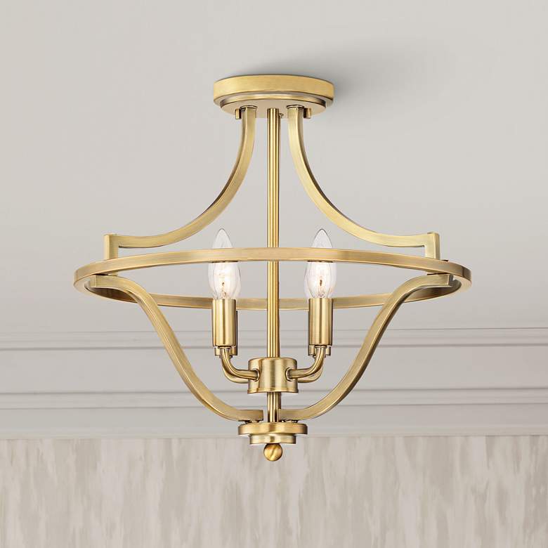 Image 1 Quoizel Harvel 16 inch Wide Weathered Brass 4-Light Ceiling Light