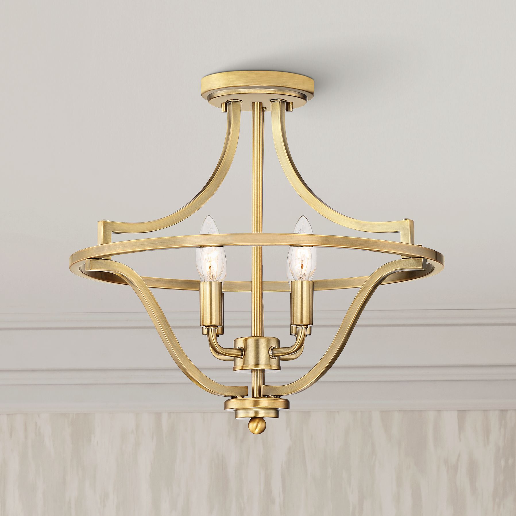 aged brass semi flush mount light