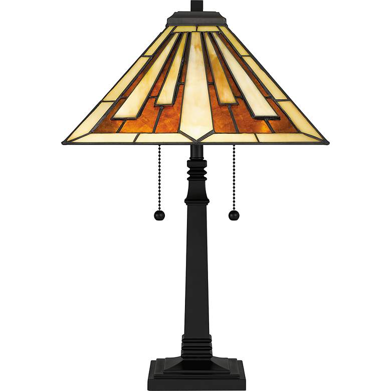 Image 5 Quoizel Hathaway 22" 2-Light Mission Black Tiffany Style Table Lamp more views