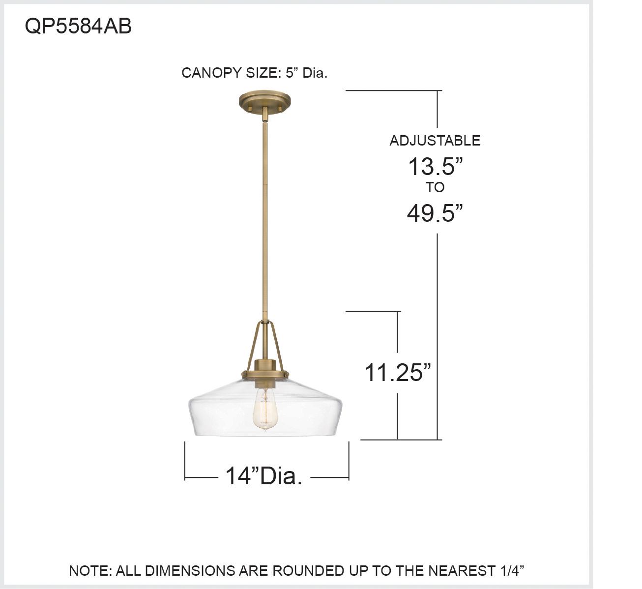Quoizel Haven 14" Wide Aged Brass Pendant Light in scene