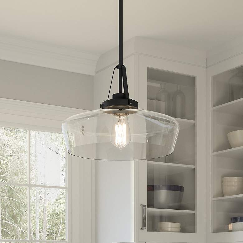 Image 2 Quoizel Haven 14"W Matte Black Pendant Light w/ Clear Glass