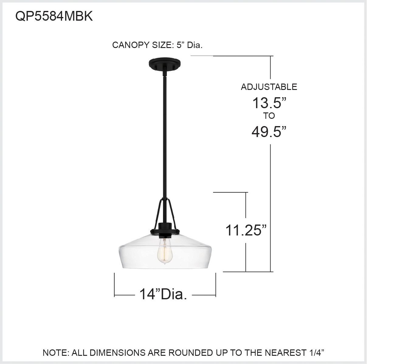 Quoizel Haven 14"W Matte Black Pendant Light w/ Clear Glass in scene