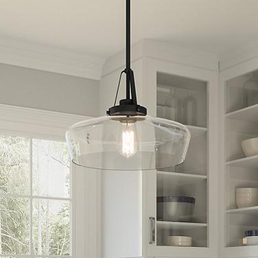 Quoizel Haven 14"W Matte Black Pendant Light w/ Clear Glass