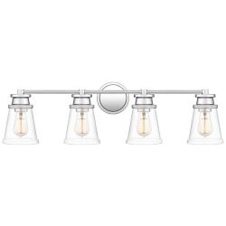 Quoizel Haverfield 33 1/4&quot; Chrome and Clear Glass 4-Light Bath Light