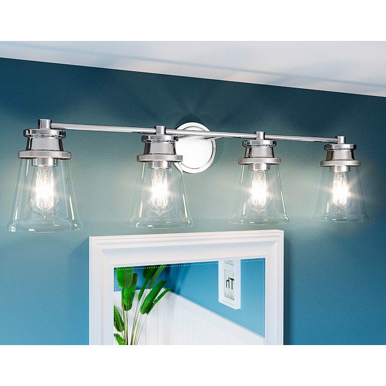 Image 2 Quoizel Haverfield 33 1/4 inch Chrome and Clear Glass 4-Light Bath Light