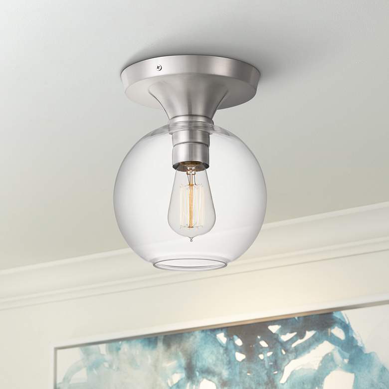 Image 1 Quoizel Hawley 7 3/4" Wide Brushed Nickel Ceiling Light