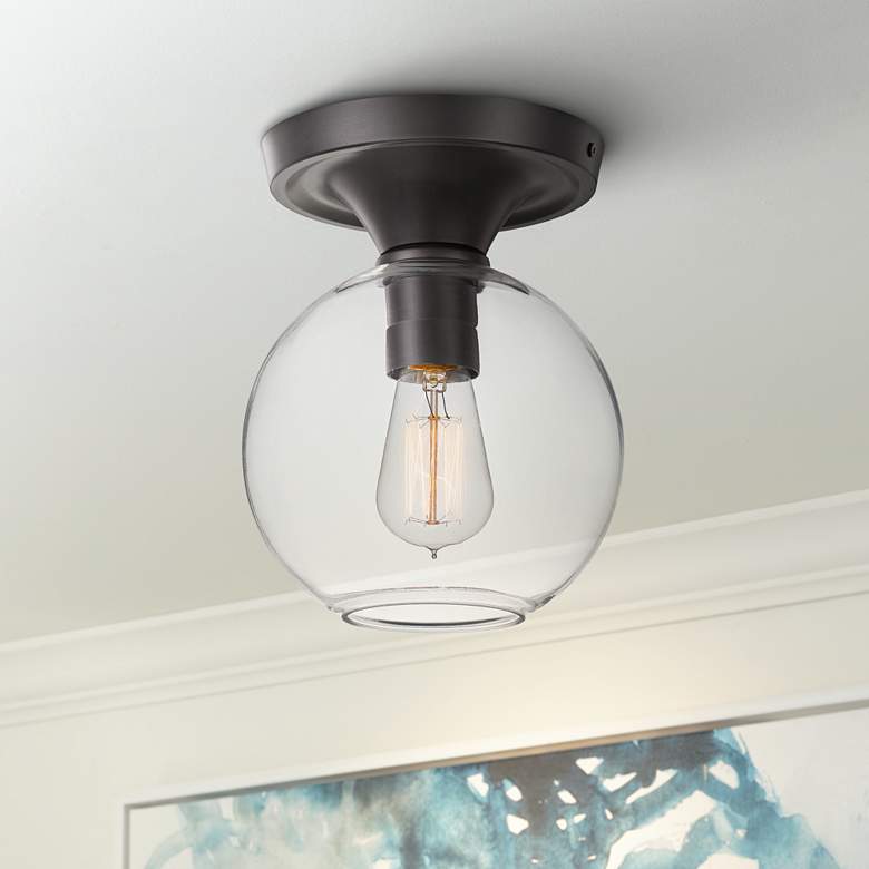 Image 1 Quoizel Hawley 7 3/4" Wide Old Bronze Ceiling Light