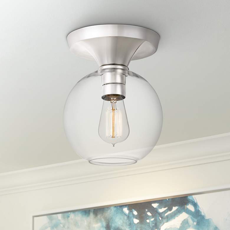 Image 1 Quoizel Hawley 7 3/4 inch Wide Polished Nickel Ceiling Light