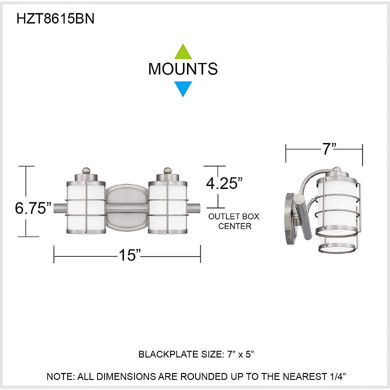 Image 6 Quoizel Hazlett 6 3/4"H Brushed Nickel 2-Light Wall Sconce more views