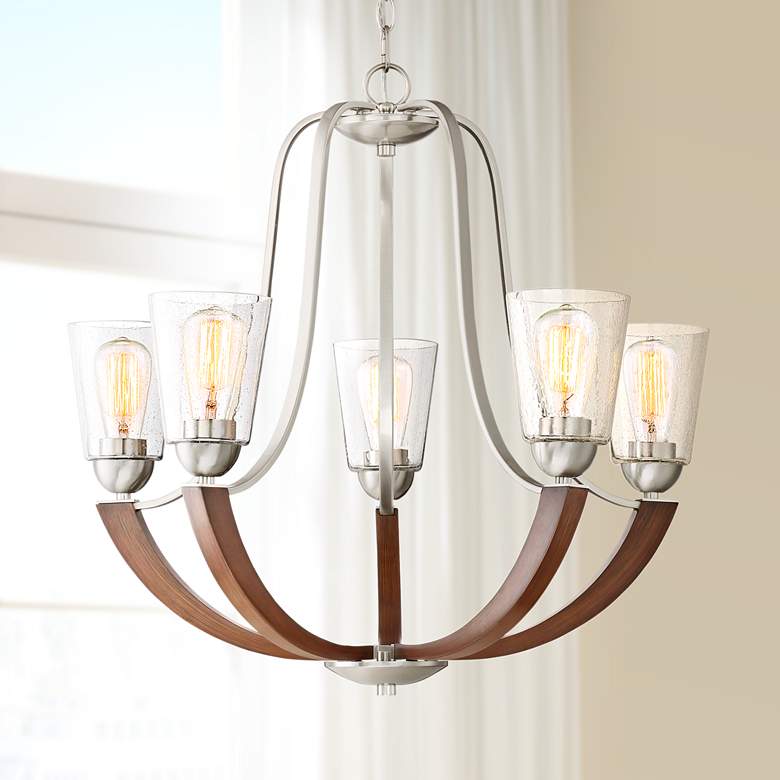 Image 1 Quoizel Holbeck 27 inch Wide 5-Light Brushed Nickel Chandelier