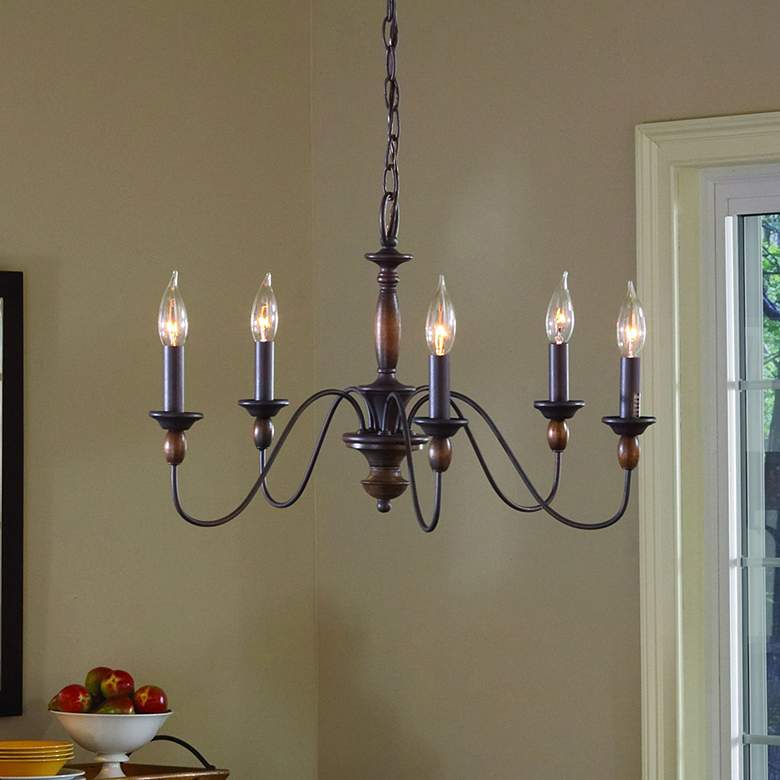 Image 2 Quoizel Holbrook 24" Wide Tuscan Brown 5-Light Chandelier