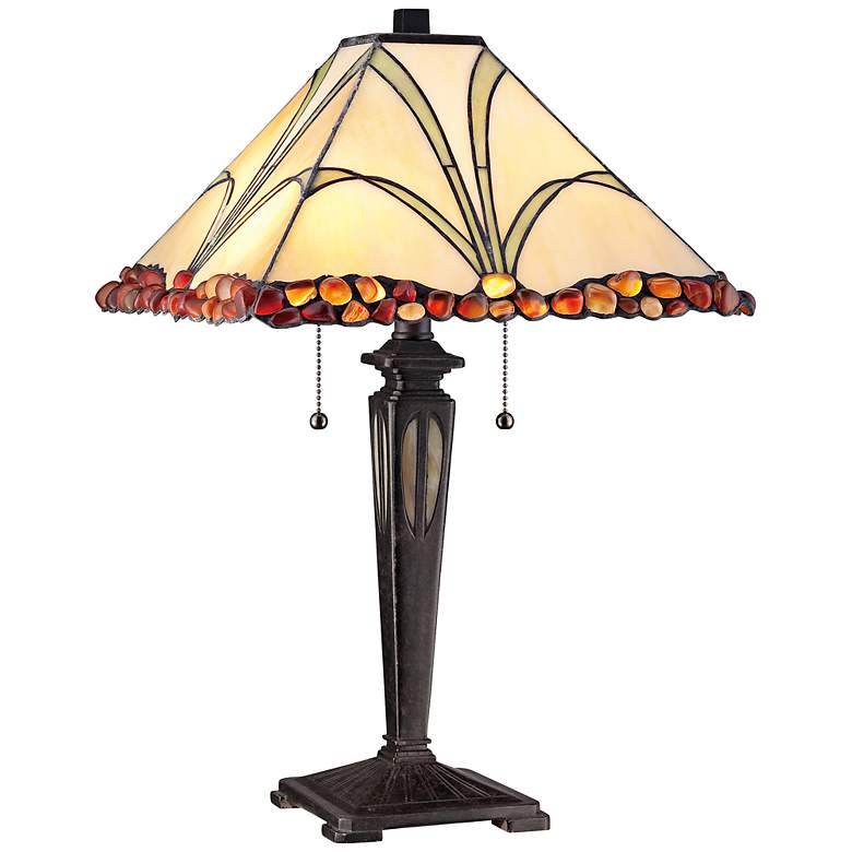 Image 1 Quoizel Holcomb Imperial Bronze Tiffany Table Lamp