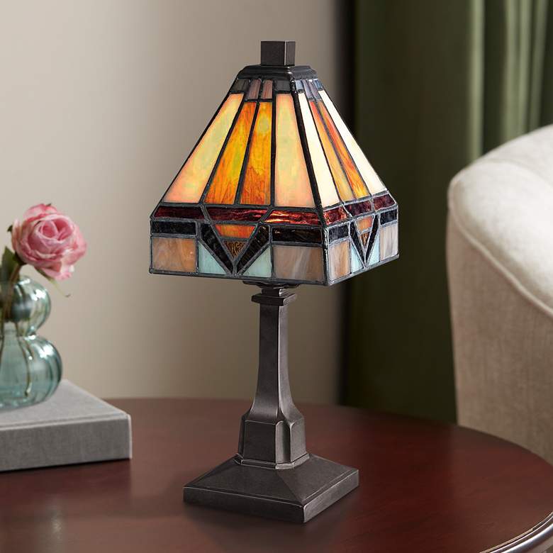 Image 1 Quoizel Holmes 12" High Bronze Tiffany Accent Table Lamp