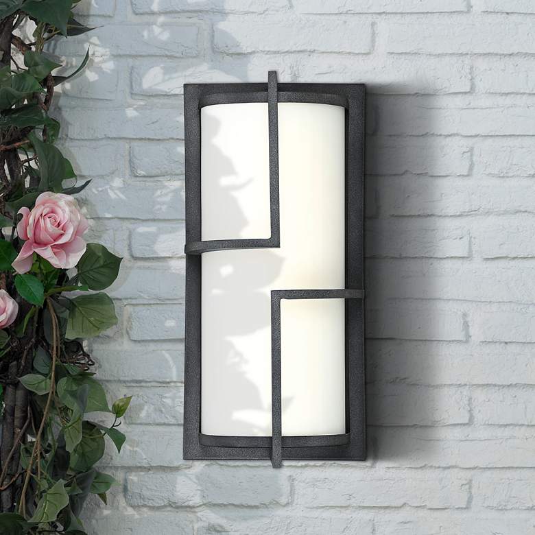Image 1 Quoizel Huger 14 inch High Mottled Black LED Outdoor Wall Light