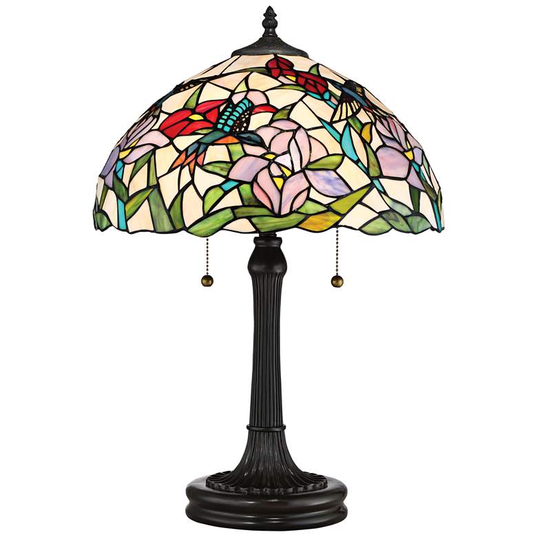 Image 1 Quoizel Hummingbird Vintage Bronze Tiffany Style Table Lamp