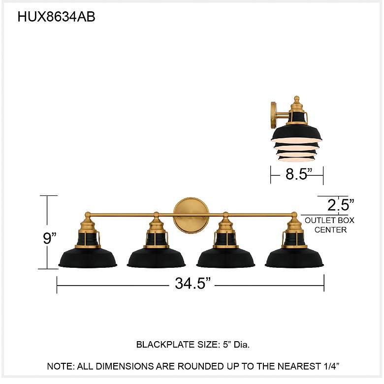 Image 6 Quoizel Huxley 34 1/2" Wide Aged Brass 4-Light Bath Light more views