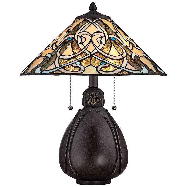 Quoizel India 19 1/2&quot; High Tiffany-Style Glass Shade Accent Table Lamp