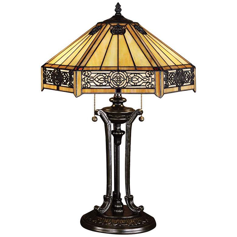 Image 2 Quoizel Indus 23 inch Art Glass Tiffany-Style Table Lamp