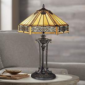 Image1 of Quoizel Indus 23" Art Glass Tiffany-Style Table Lamp