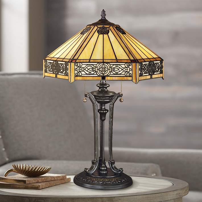 Ontrouw Verleiding reflecteren Quoizel Indus Tiffany-Style Table Lamp - #53500 | Lamps Plus