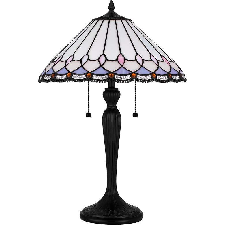 Image 4 Quoizel Inez Matte Black Tiffany Glass Table Lamp more views