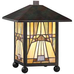 Quoizel Inglenook 10 3/4" High Bronze Tiffany-Style Accent Lamp