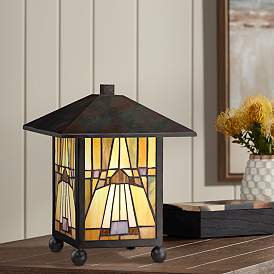 Image1 of Quoizel Inglenook 10 3/4" High Bronze Tiffany-Style Accent Lamp