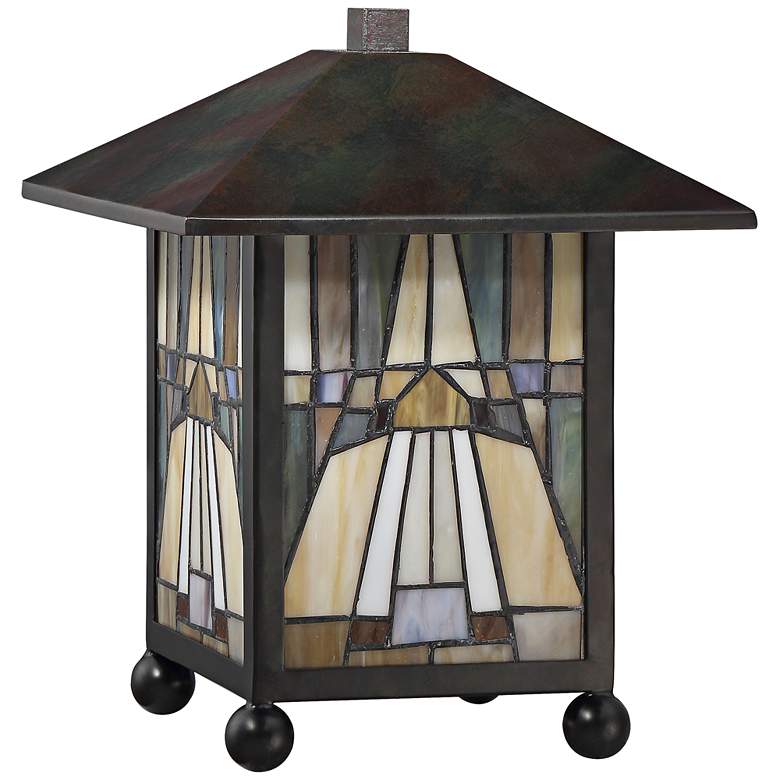 Image 3 Quoizel Inglenook 10 3/4" High Bronze Tiffany-Style Accent Lamp more views