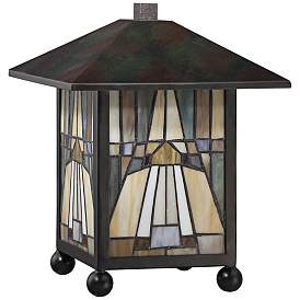 Image3 of Quoizel Inglenook 10 3/4" High Bronze Tiffany-Style Accent Lamp more views