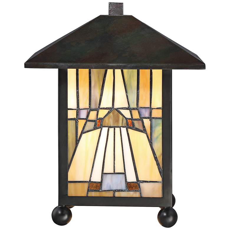 Image 4 Quoizel Inglenook 10 3/4" High Bronze Tiffany-Style Accent Lamp more views